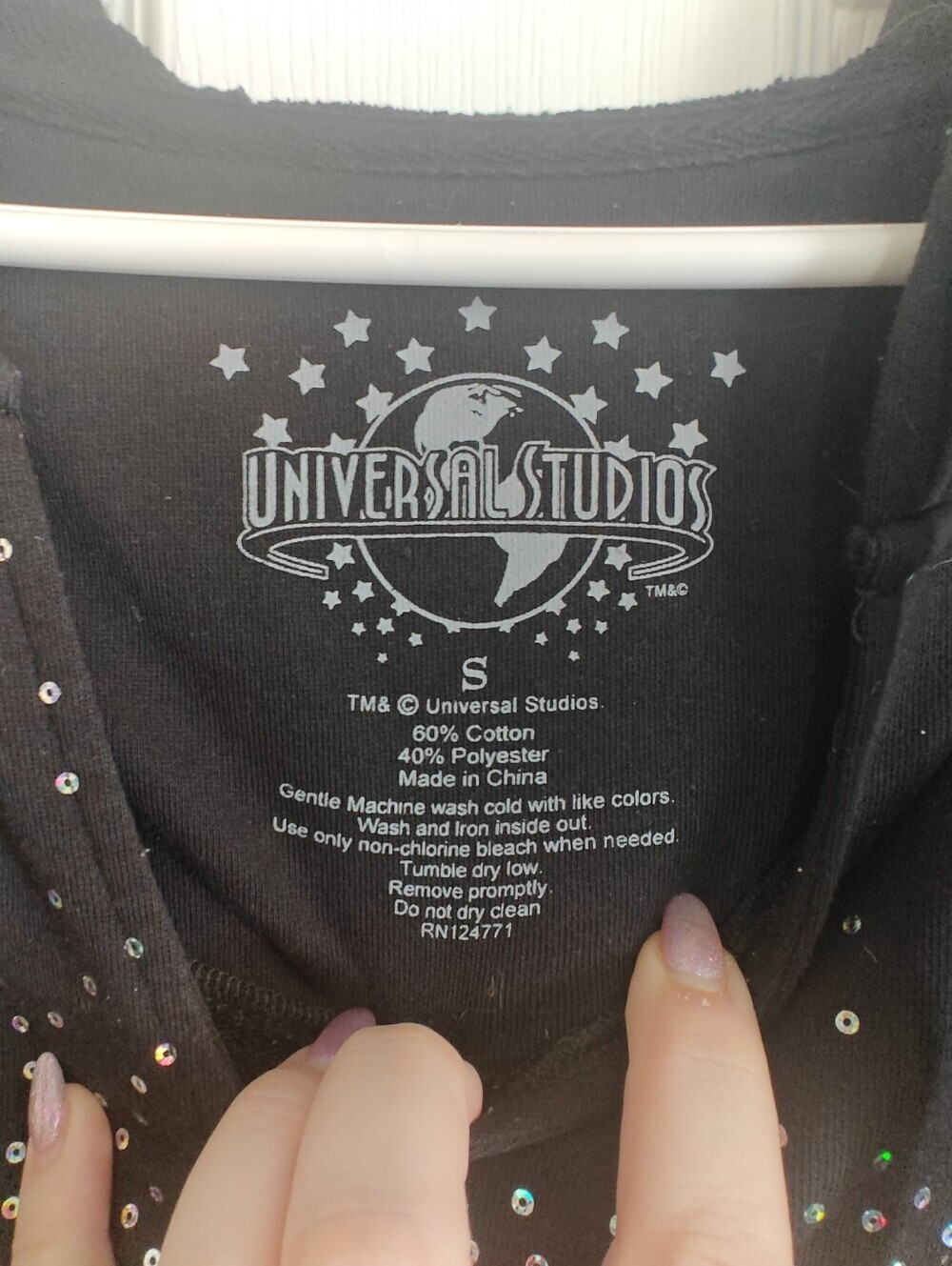 UNIVERSAL STUDIOS Rhinestone Black Hoodie - Picture 3 of 5
